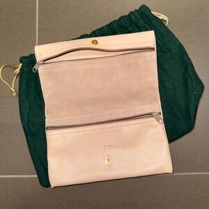 Italian Leather Cream Clutch Leather Wallet